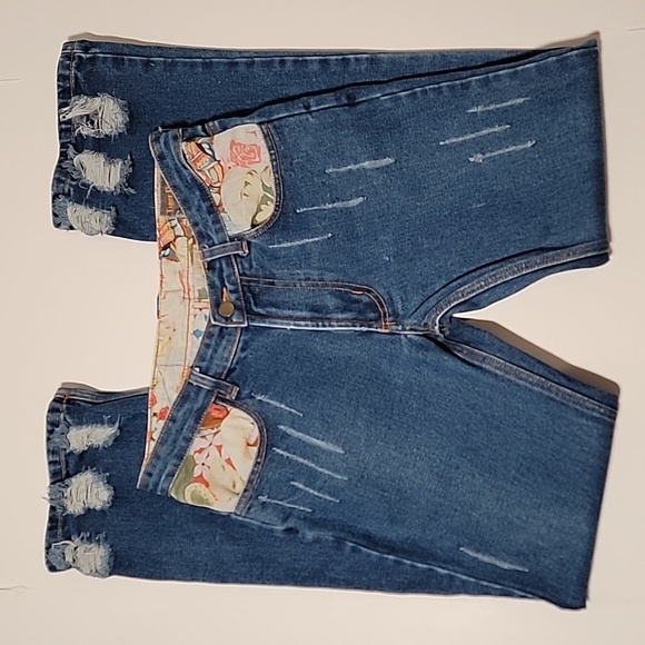 Tiger DenM Blue Jeans Denim Pants Straight Leg Distressed Patchwork Mid-Rise 30 - Picture 1 of 12
